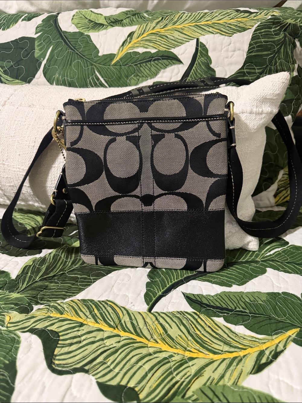 Coach Black and Gray Signature Crossbody Bag